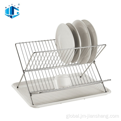 2Tier Chrome Plating Iron Dish Rack Smart Design Dish Drainer Rack Factory